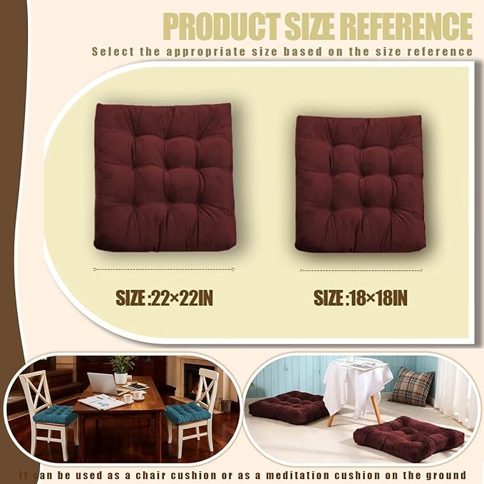 Floor Pillows Set Square Chair Cushion Pad Tufted Seat Cushions for Living Room Balconies Office Sky Blue 18x18in