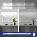 Bathroom Vanity Lighting Fixtures Over Mirror (5-Light, 40-Inch) Dimmable Modern LED Bathroom Wall Lighting Fixtures, Chrome(3000K/3500K/4000K/5000K/6000K)