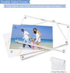Acrylic Picture Frames, 4x6 inch Clear Double Sided Block Set, Desktop Frameless Magnetic Photo Frame