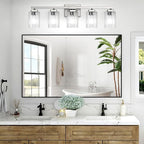 BesLowe 30" 5-Light Bathroom Light Fixture, Modern Brushed Nickel Bathroom Vanity Light, Bathroom Lighting Fixtures Over Mirror, Nickel Bathrom Wall Lamp, Wall Lights for Living Room Bedroom Hallway