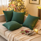 MIULEE Pack of 2 Decorative Outdoor Solid Waterproof Throw Pillow Covers Christmas Faux Linen Garden Farmhouse Cushion Cases for Patio Tent Balcony Couch Sofa 20x20 Inch Emerald Green