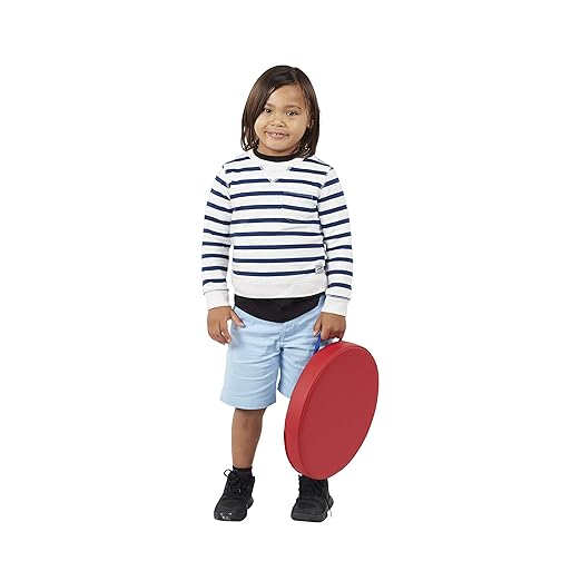 Factory Direct Partners SoftScape 15 inch Round Classroom Floor Cushions with Handles; Flexible Seating for Daycare, Preschool, Playroom; 2 inch Thick Deluxe Foam (4-Piece) - Assorted, 12223-AS
