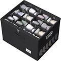 Shoe Organizer for Closet, Large Shoe Box Storage Containers with Clear Window, Space Saving Shoe Bin with Foldable Bottom Support Adjustable Dividers - Fits 16 Pairs (Black, (19.7*15.7*13)x1)