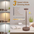 Cordless Table Lamp Set of 2,LED Rechargeable Battery Operated 3 Levels Brightness with Memory Function IP54 Waterproof Portable Lights for Outdoor Patio,Cafe,Restaurant,(2P Rust)