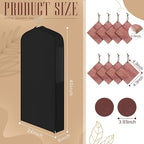 2 Set 40in Short Cotton Garment Bags, 6in Wide Gusset Hanging Storage Clothes with 8 Cedar Blocks, Transparent Mesh Window, Breathable Closet Bags for Fur Coat Suit Sweater Dress, Black