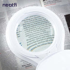 Neatfi 1,200 Lumens LED Magnifying Lamp with Clamp – 5-Inch Lens, 8 Diopter, Dimmable, Adjustable Arm, Includes Microfiber Cloth, Lamp for Reading, Sewing, Crafting (White, 8 Diopter)