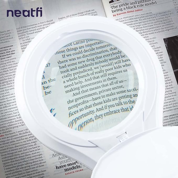 Neatfi 1,200 Lumens LED Magnifying Lamp with Clamp – 5-Inch Lens, 8 Diopter, Dimmable, Adjustable Arm, Includes Microfiber Cloth, Lamp for Reading, Sewing, Crafting (White, 8 Diopter)