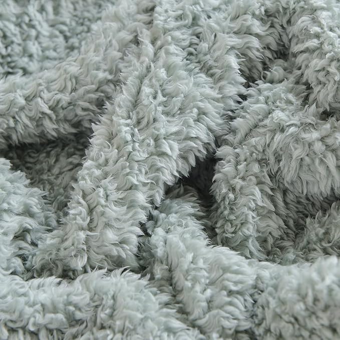 Ultra Soft Cozy Sherpa Throw Blanket, Light Weight Warm Decorative Boho Style Plush Throw Blanket Cover for Couch, Sofa, Bedroom,Travel, Outdoor, 60”x80”, Sage Green