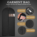 47-Inch Garment Bags Covers,Hanging Clothes Bag, Suit Cover Bags with Clear Window for Hanging Closet Clothes Storage and Travel (Black-47Inch)