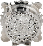 NIKKY HOME Pewter Pretty Small and Cute Vintage Table Clock with Quartz Analog Crystal Rhinestone 3 Inch for Living Room Bathroom Decoration, White Enamel