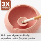 Ashtray with Lid for Outside Patio, Windproof Ash tray, Ceramic Smokeless Ashtray for Outdoor Home Office Tabletop Patio Outdoor Balcony, Pink