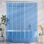 AmazerBath Shower Curtain Liner, 72x72 Transparent Blue Shower Liner, Lightweight Plastic Shower Curtain Liners, Cute Waterproof Shower Liner for Bathroom with 3 Magnets and 12 Grommet Holes