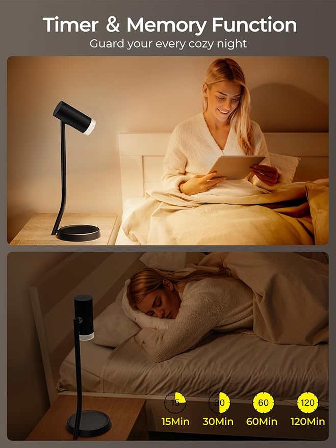 PESUTEN Cordless Table Lamps, Battery Operated Portable Table Light with Magnetic Adjustable Angle Head, 5000mAh Rechargeable Lamp with CCT Dimming for Patio Party Restaurant Dining Home 1 Pack
