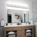 SOLFART Bathroom Vanity Lighting Over Mirror,7 Lights Brushed Nickel Vanity Light, Modern LED Light Fixtures,53 Inch for Bathroom