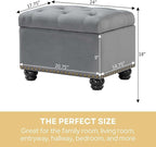 Convenience Concepts Designs4Comfort 5th Avenue Storage Ottoman 24" - Contemporary Foot Stool and Seat with Hinged Lid for Living Room, Dining Room, Office, Den, Gray Velvet