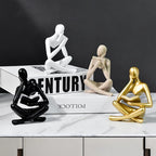 Gold Reading Women Statue, Thinker Sculptures, Abstract Art Ornament, Modern Aesthetic Figurine Decoration, Suitable for Home Living Room Bedroom Office Shelf Table Desk Bookshelf Decor (Gold Right)
