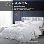 Luxurious White Solid Heavy Weight, California King Size Goose Feathers Down Comforter for Winter Weather Duvet Insert, Premium Baffle Box, 100% Egyptian Cotton Cover, 80 oz. Fill Weight