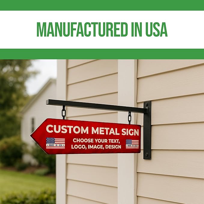 Custom Right Arrow Metal Sign by BCB | Directional Signs for Indoor & Outdoor Use | Personalized Rust-Free Metal Yard Display | Weatherproof Road Arrow Marker | Multiple Sizes | Made in USA