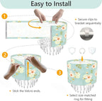Spring Flower Lamp Shade with Acrylic Bead Droplets, Teal Wild Floral Fabric Light Shade for Pendant Table & Floor Lamps, Nature Decor for Garden Women, 11.8in