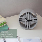 AonT Design Modern Desk Clock (Korean Lattice Pattern) Silent Analog Minimalist – Made in Korea Decorative Shelf Clock for Table and Living Room Decor (Grey)