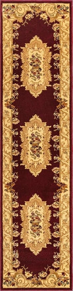 Rugs.com Chateau Collection Rug – 2' x 8' Runner Red Medium Rug Perfect for Hallways, Entryways