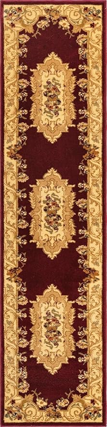 Rugs.com Chateau Collection Rug – 2' x 8' Runner Red Medium Rug Perfect for Hallways, Entryways