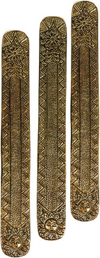 Hosley Antique Gold Aluminium Incense Holders. Set of 6 Each 9.5-Inch-Long Holder, Rich Antique Gold Finish Adding Rustic Charm to Any Room, Perfect for Home Ambiance and Décor