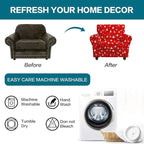 KRFOONN 2 Piece Chair Covers Printed Sofa Covers Couch Covers Washable Armchair Sofa Couch Slipcover Furniture Protector with Elastic Bottom for Living Room (Armchair, Christmas 01), Small