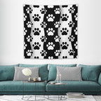 VUMIVI Pet Paws Tapestry Cute Puppy Kitten Black White Animal Paws Modern Funny Art Tapestry Wall Hanging for Living Room Bedroom Dorm Classroom Aesthetic Decor W60xL60in