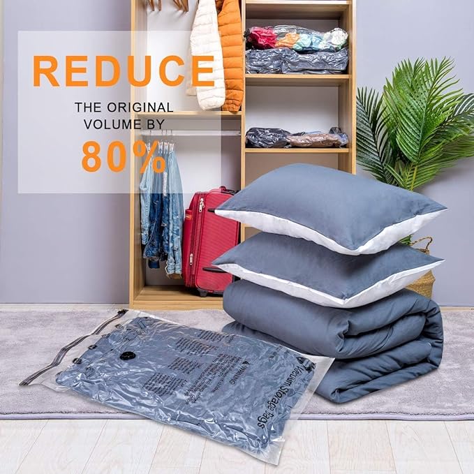 15 Pack Vacuum Storage Bags with Electric Pump (3 Jumbo, 3 Large, 3 Medium, 3 Small, 3 Roll Up), Plastic Packaging Bags,Space Saver Sealer Bag for Blankets, Comforters, Pillows, Clothes Storage