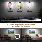 Picture Light, 15.35inch Wireless Picture Lights for Wall Rechargeable, 5400mAh Battery Wall Light with Remote, 3 Color Art Lighting for Paintings with Timer and Dimmable for Display, Gallery (Black)