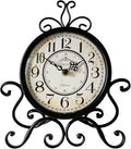 HZDHCLH Vintage Table Clocks for Living Room Bedroom Decor, Silent Decorative Farmhouse Shelf Clock Battery Operated, Small Rustic Mantel Clock with Roman Numerals (Black,11 inch)