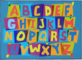Booooom Jackson ABC Classroom Rug Elementary, Educational Carpet 6’7'’ x 9' Blue Preshool Seating Rug with Alphabet for School, Daycare, Reading Corner, Non-Slip