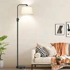 【Upgraded】 Dimmable Floor Lamp, 1000 Lumens LED Edison Bulb Included, Arc Black Floor Lamps for Living Room Modern Standing Lamp with White Shade, Tall Lamps for Living Room Bedroom Office Dining Room