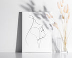 Minimalist Woman Profile Wrapped Canvas Wall Art Upward Gaze Continuous Line Drawing 12x16 Inch Gallery Stretched Modern Asian Home Art Decor