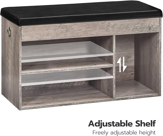 HOOBRO Shoe Storage Bench with Padded Cushion, Entryway Bench with Flip-Open Storage Box and Adjustable Shelf, Shoe Rack with Hidden Compartment, for Entryway, Living Room, Greige BG40HX01