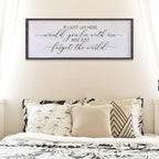 Surfapans If I Lay Here Would You Lie With Me Wall Decor Sign 40”X15” Master Room Bedroom Above Bed Large Farmhouse Inspirational Quotes Minimalist Wood Framed Over Bed Wall Art Decoration (Black)