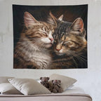 VUMIVI Cat Tapestry Adorable Animals Two Kittens Snuggling Together Vintage Print Realistic Design Tapestry Wall Hanging for Living Room Bedroom Dorm Classroom Aesthetic Decor W60xL50in