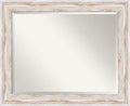 Amanti Art White Wall Mirror 27x33 Alexandria White Wash Rectangle Bathroom Mirror for Wall Decor Living Room, Large Cottage Wood Frame, Hangs Horizonally and Vertically, Bathroom Decor, Beveled Edge