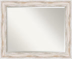 Amanti Art White Wall Mirror 27x33 Alexandria White Wash Rectangle Bathroom Mirror for Wall Decor Living Room, Large Cottage Wood Frame, Hangs Horizonally and Vertically, Bathroom Decor, Beveled Edge
