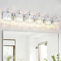 6-Light Modern Bathroom Light Fixture Chrome Bathroom Vanity Lights Over Mirror Wall Sconce Lighting with K9 Crystal Shades E26 Base for Bedroom, Living Room, Hallway Wall Lamp