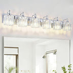 6-Light Modern Bathroom Light Fixture Chrome Bathroom Vanity Lights Over Mirror Wall Sconce Lighting with K9 Crystal Shades E26 Base for Bedroom, Living Room, Hallway Wall Lamp