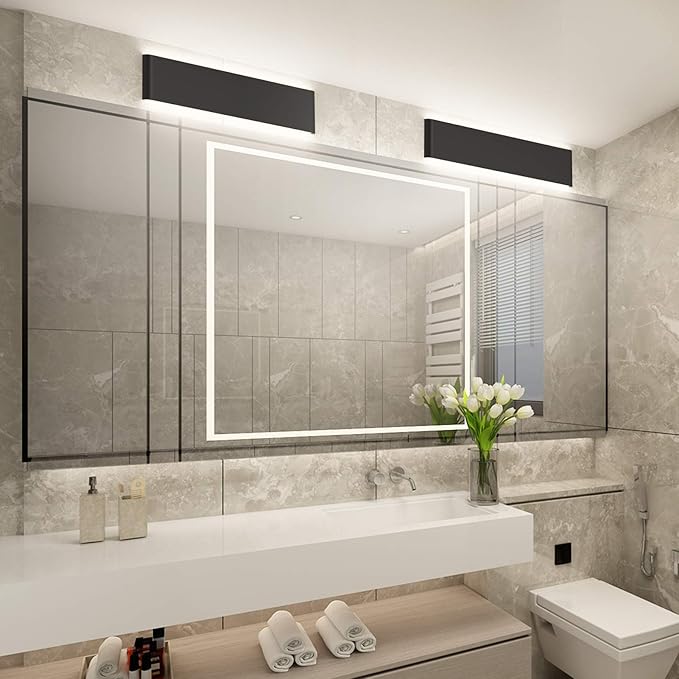 Aipsun 24in/20W Matte Black Modern Vanity Light Up and Down LED Vanity Light for Bathroom Wall Lighting Fixtures (Cool White 5000K)