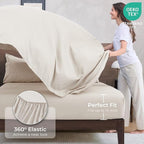 HEVUMYI Beige Tan Full Comforter Set - 7-Piece All Season Bed in a Bag Full, Ultra Soft Bedding Set with Comforter, Flat Sheet, Fitted Sheet, Pillowcases, Pillow Shams, Beige Tan