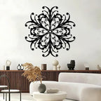 Maclou Geometric Metal Wall Art, Wrought Iron Wall Decor, Metal Scroll Wall Decor, Vintage Farmhouse Wall Hanging for Living Room, Bedroom, Bathroom (White,35"x35" / 90x90cm)