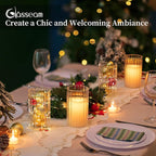 Glasseam Glass Pillar Candle Holder: Set of 12 Hurricane Candle Holders for Floating Candles Decorative Ribbed Vase for Flowers Cylinder Vases for Centerpieces Wedding Dining Table Thanksgiving 5.91’’