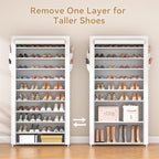 ROJASOP Shoe Rack with Covers 10 Tier Large Shoe Organizer Tall Shoe Closet Storage for 50-55 Pairs Shoe and Boot, Free Standing Shoe Rack Organizer for Closet, Entryway, Bedroom, White