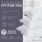 Lincove Down and Feather Luxury Hotel Collection Bed Pillows for Sleeping Made in The USA - 100% Cotton Shell, 600 Thread Count - Soft Hypoallergenic (Full Size, Pack of 1)