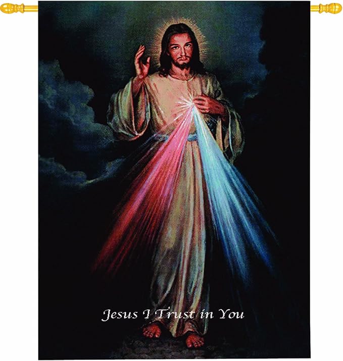 Manual Inspirational Collection Wall Hanging and Finial Rod, The Divine Mercy, 26 X 36-Inch