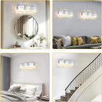 3-Light Modern Bathroom Light Fixture Chrome Vanity Lights Over Mirror Wall Sconce Lighting with K9 Crystal Shades Bathroom Wall Lamp E26 Base for Bedroom, Living Room, Hallway, Cabinet